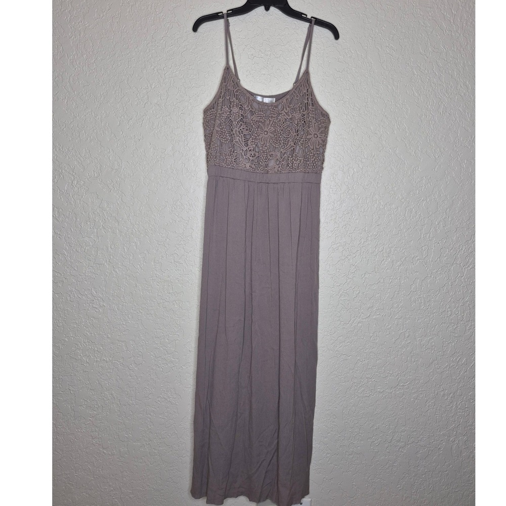 Time and Tru Grey Mauve Crochet Lace Bodice Maxi Dress XXL 20